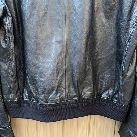 Banana Republic Leather Jacket Men's Large Bomber Style Full Zip Academia Preppy - Picture 10 of 15